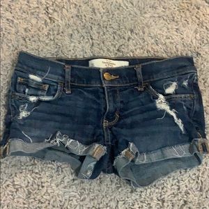 Abercrombie & fitch dark wash ripped shorts